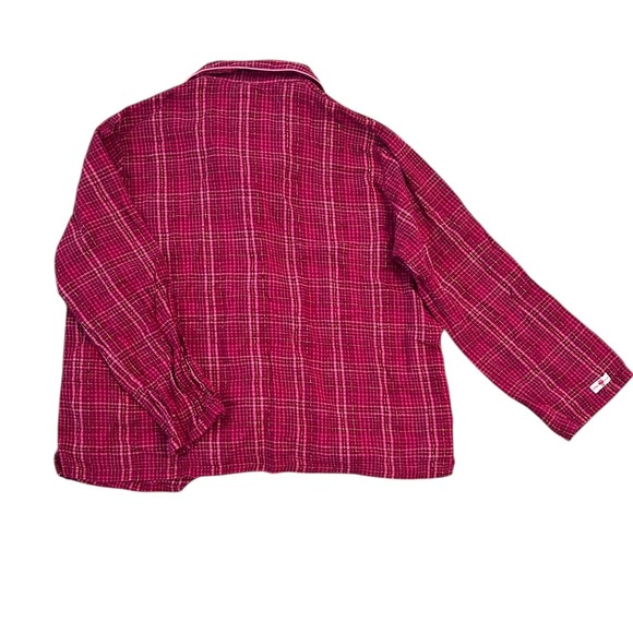 Vintage Disney Winnie the Pooh Flannel Pajama Set Hot Pink Plaid Size M-L Check - Picture 6 of 11